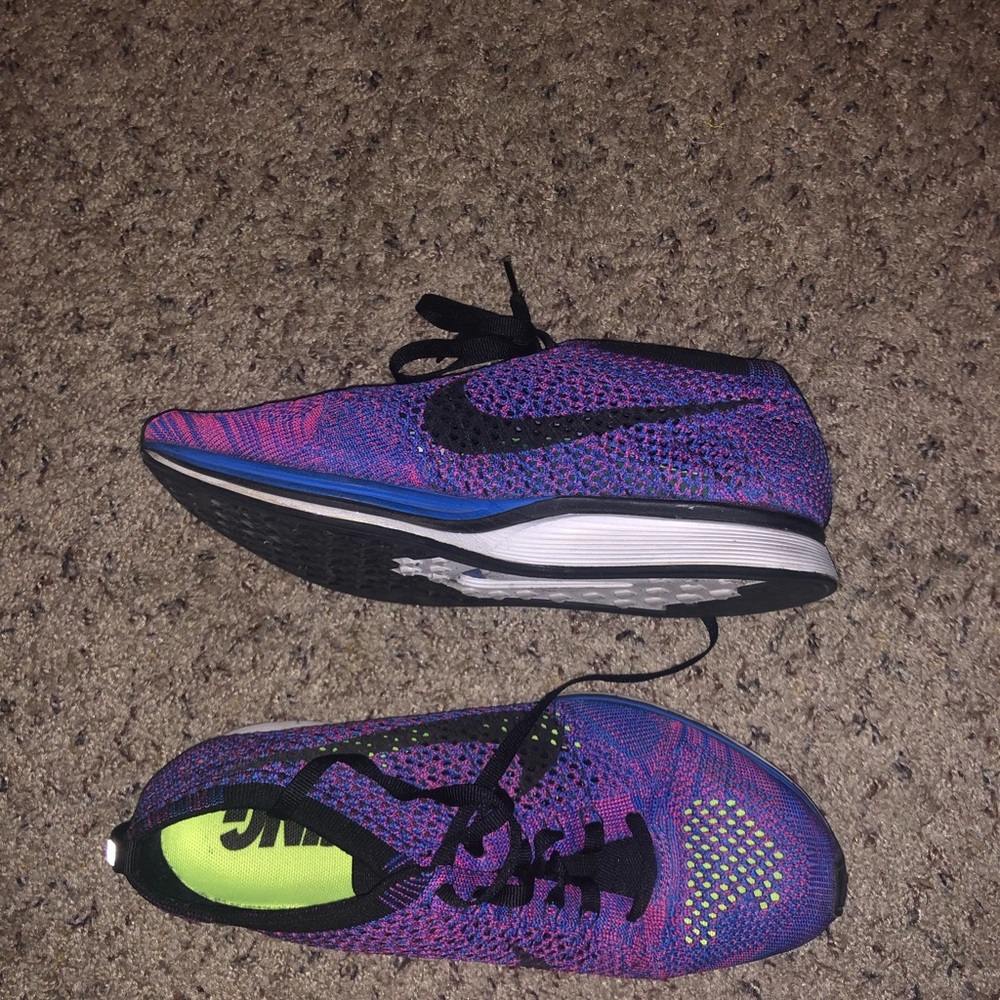 Nike flyknit racers in purple & blue. EUC